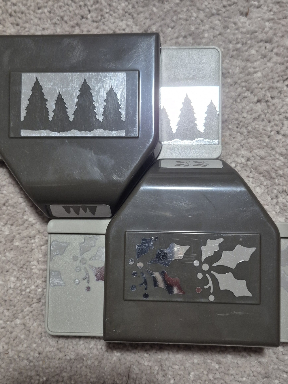 Stampin' Up! Tree and Holly Punches in Gray/Silver
